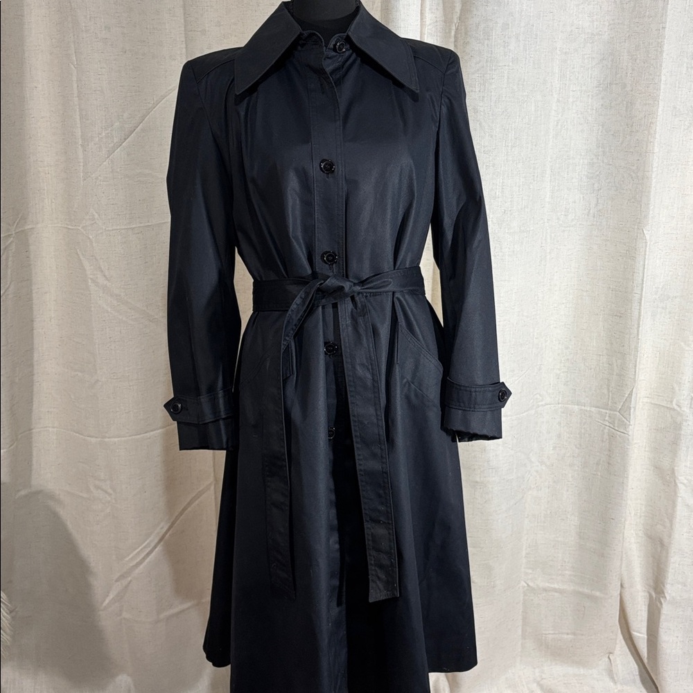 Vintage 80s Nordstrom Women’s Black Rain Repellent Trench Coat